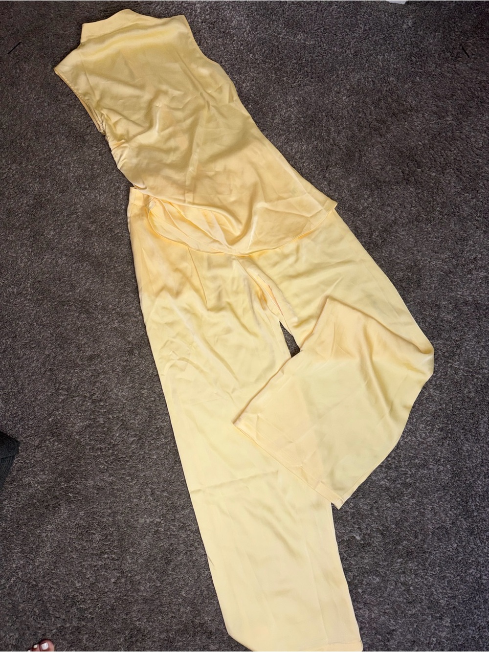 Fashion Nova Sleeveless Wide-Leg Yellow Jumpsuit